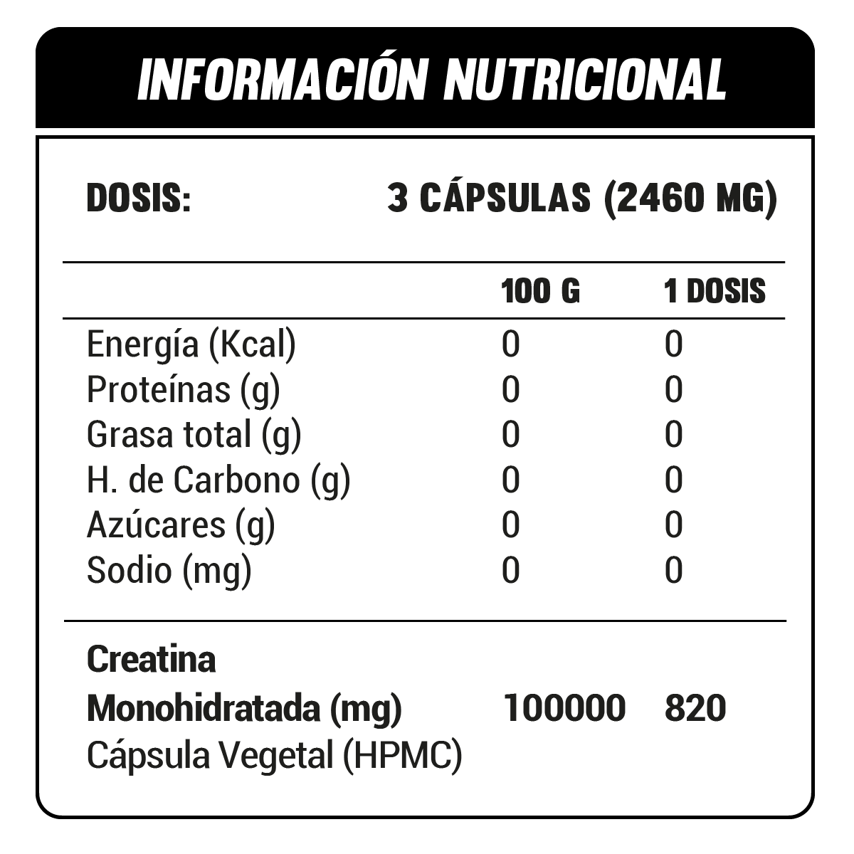 Creatina Monohidratada 820mg