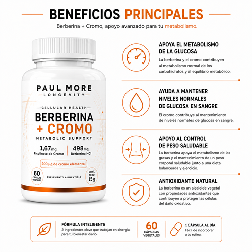 Berberina + Cromo Metabolic Support Longevity 60 Caps