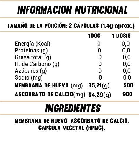 MEMBRANA DE HUEVO + CALCIO 1400mg